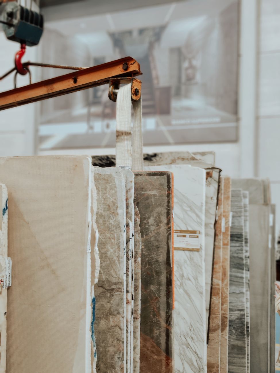 Premium marble slabs showroom interior view